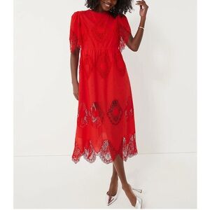Tuckernuck Red Lace Midi Dress